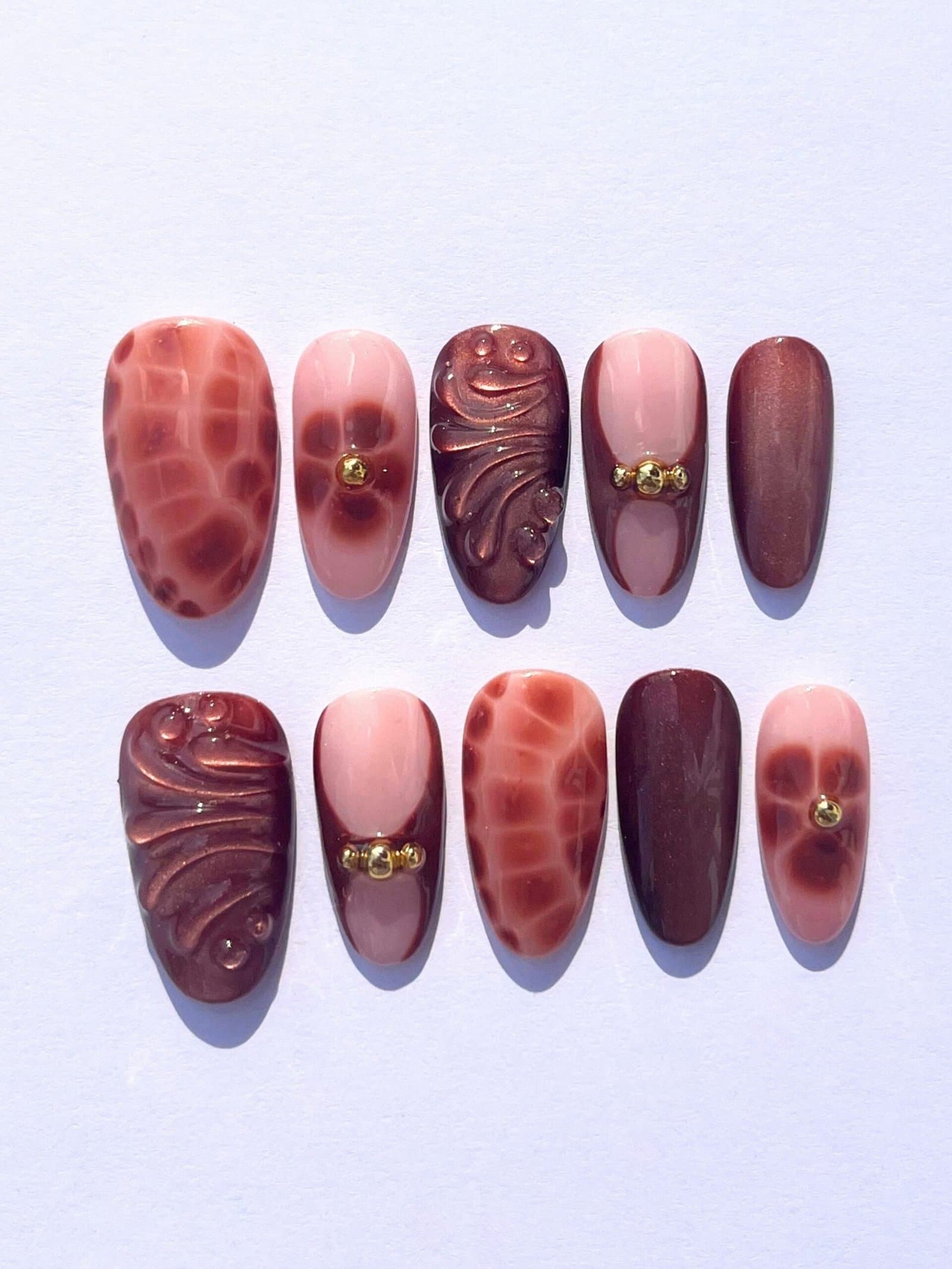 Press-on nails Liquid Copper